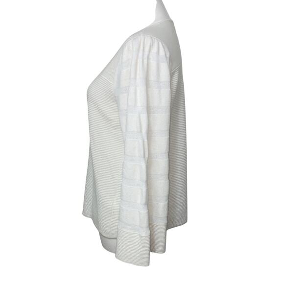 Club Monaco Striped Sweater Ivory Wide Sleeves Medium Wool/alpaca Blend - Picture 3 of 6